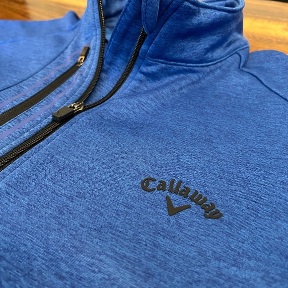 Callaway Golf Quarter Zip Large Pockets Mens Blue Black Pullover - Picture 5 of 9